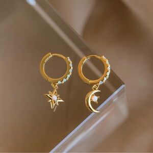 Moon & Star Huggie Earrings by Girls Crew